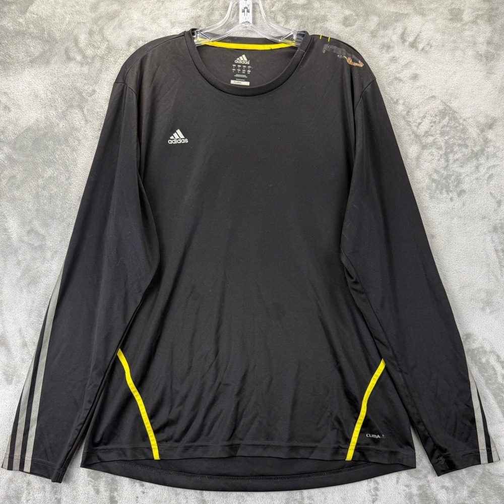 Adidas Mens Climalite Long Sleeve Training Shirt Black Yellow W53973 Size Large